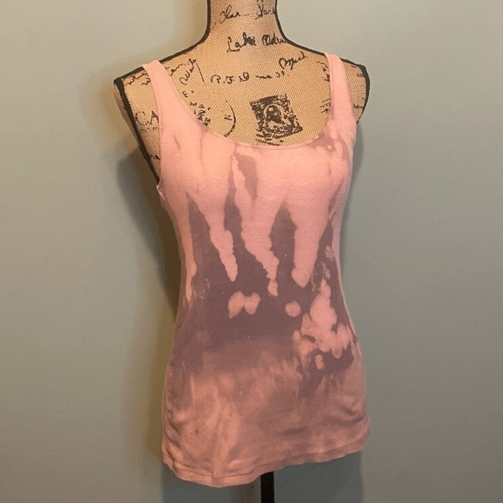 Handmade Upcycled Casual Hippie Boho Chic DIY Bleach Tie Dye Tank Top Small